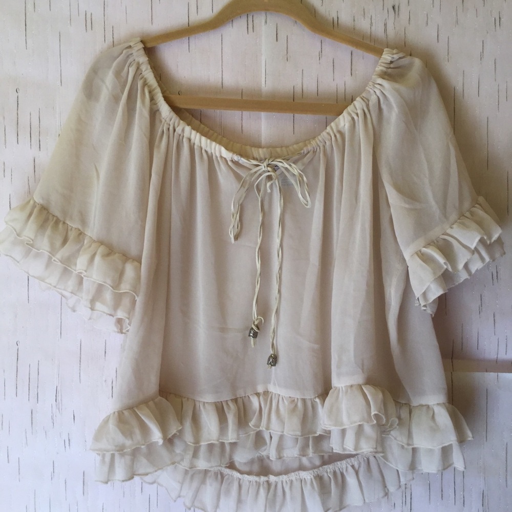 Taupe ruffle Blouse